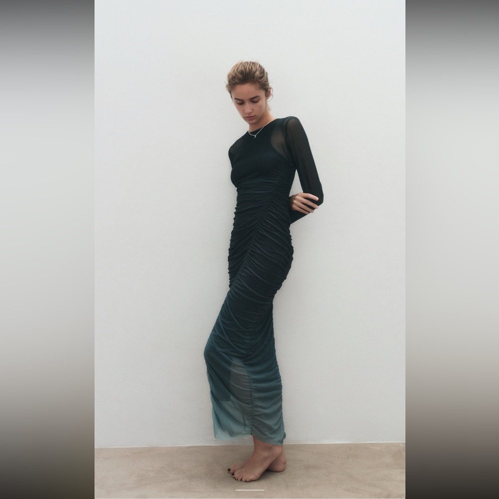 Elegant Black and Gray Long Sleeve Zara Dress